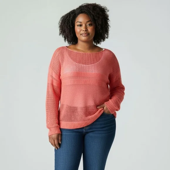 American Eagle Pink Knit Top Cover Up Size XL - Picture 1 of 8